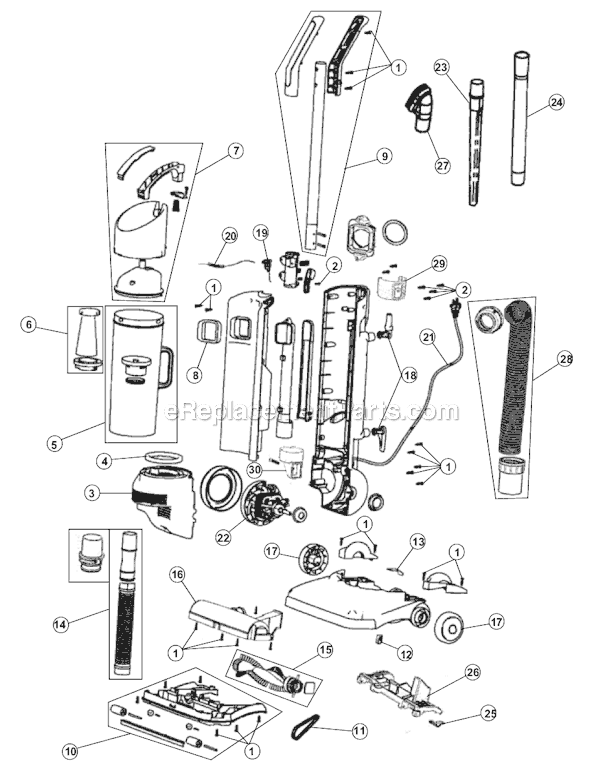Page A Diagram and Parts List for M084612  Dirt Devil Upright Vacuum